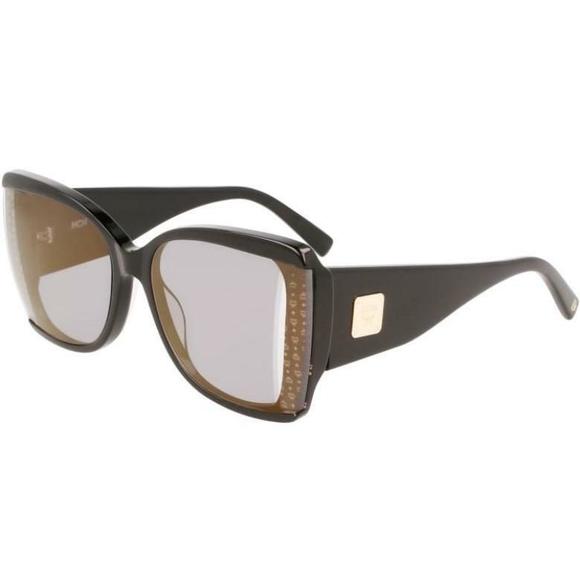 NEW MCM 710S 001 Black Sunglasses with Visetos & Grey Lenses & MCM Case
